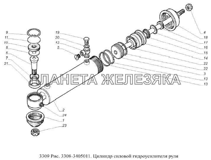 Цилиндр силовой гидроусилителя руля ГАЗ-3309 (Евро 2)